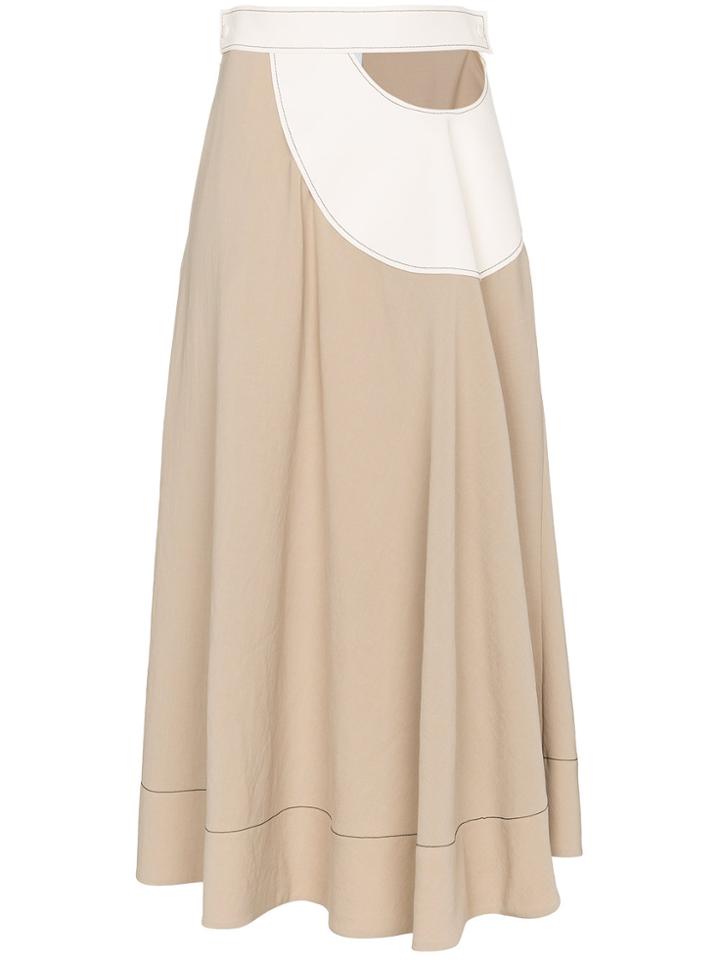 Loewe Cut Out Leather Insert Midi Skirt - Nude & Neutrals