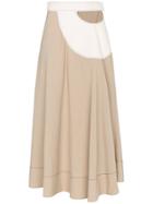 Loewe Cut Out Leather Insert Midi Skirt - Nude & Neutrals