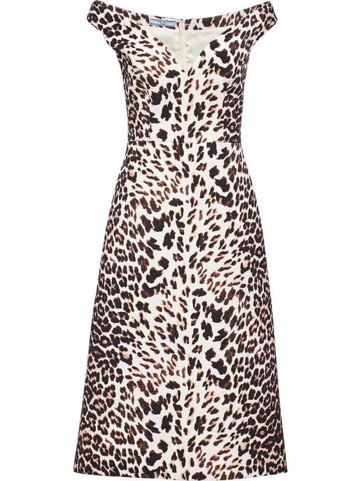 Prada Leopard-print Cady Dress - Brown