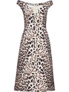 Prada Leopard-print Cady Dress - Brown
