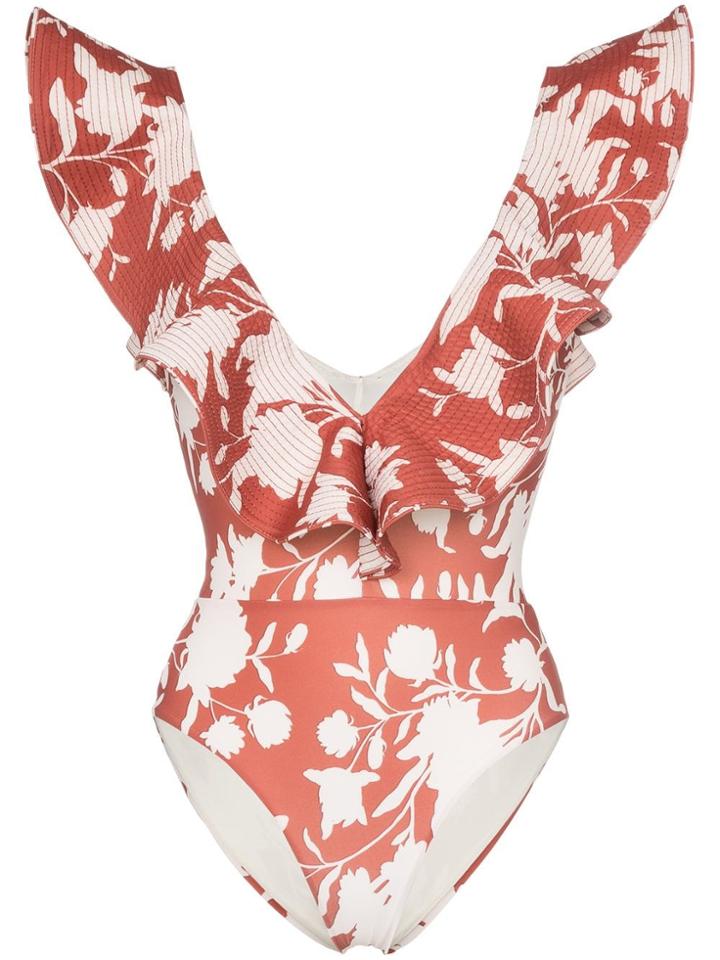 Johanna Ortiz Bahia Sonora Ruffle Swimsuit - Brown