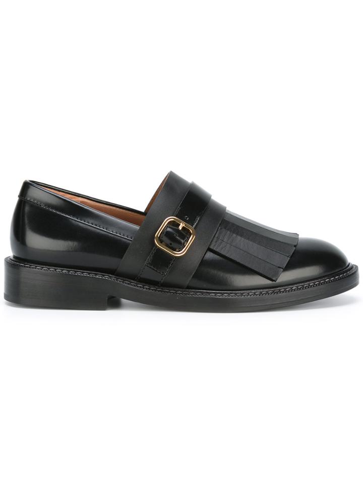 Marni Monk Strap Fringed Loafers - Black