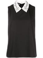 Boutique Moschino Contrast-collar Sleeveless Top - Black