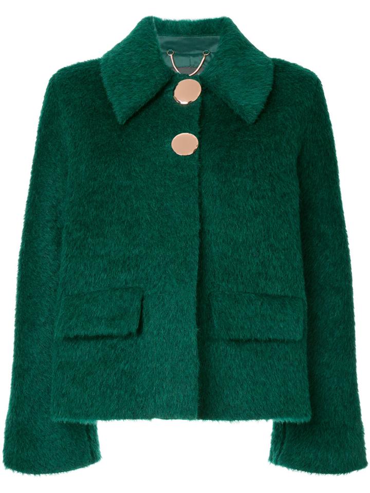 Ginger & Smart Single-breasted Textured Coat - Green