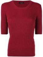 Fitted Ribbed T-shirt - Women - Cotton - M, Red, Cotton, Roberto Collina