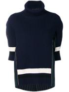 Sacai Pleated Back Plaid Insert Sweater - Blue
