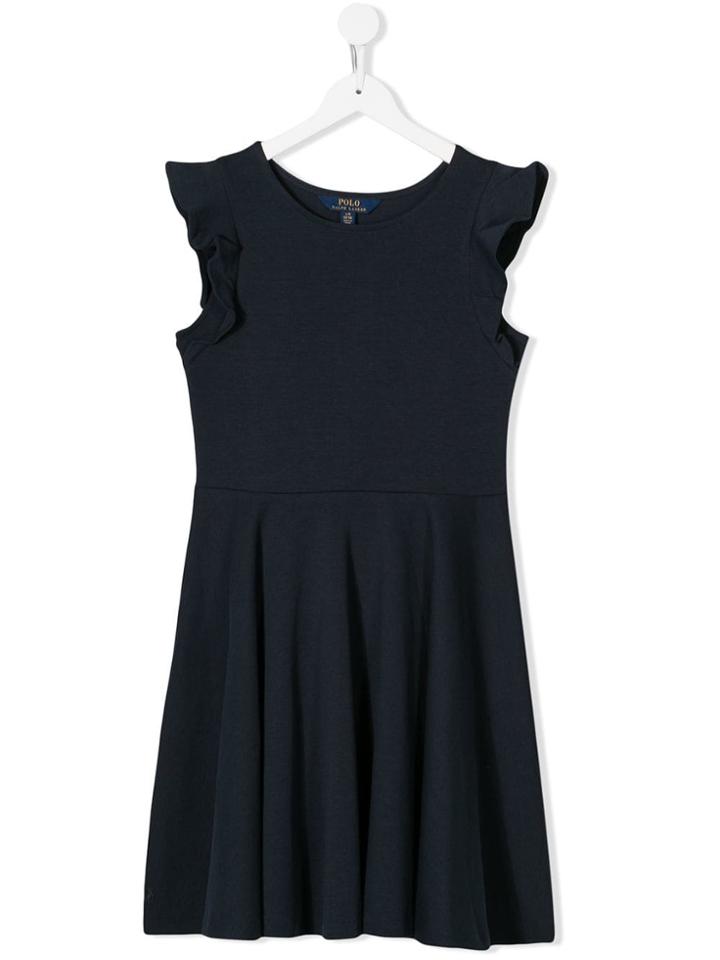 Ralph Lauren Kids Teen Ruffled Sleeve Dress - Blue