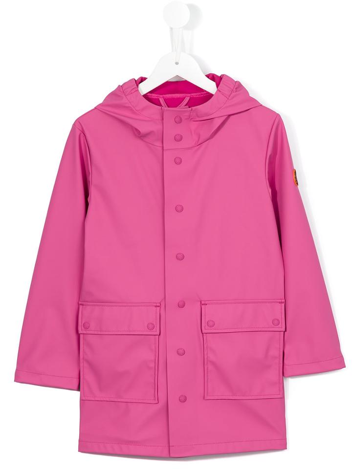 Save The Duck Kids Hooded Raincoat, Girl's, Size: 10 Yrs, Pink/purple