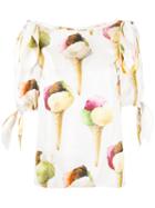 Dolce & Gabbana - Ice-cream Print Blouse - Women - Silk - 46, Women's, White, Silk