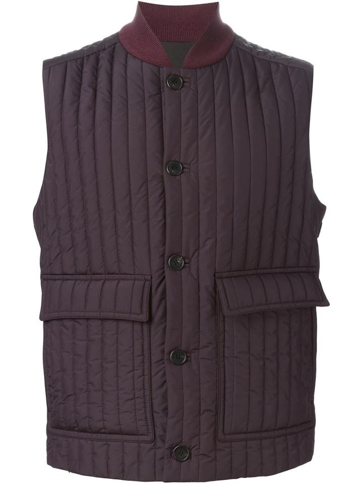 Canali Quilted Gilet, Men's, Size: 50, Red, Polyester/virgin Wool