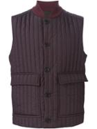 Canali Quilted Gilet, Men's, Size: 50, Red, Polyester/virgin Wool