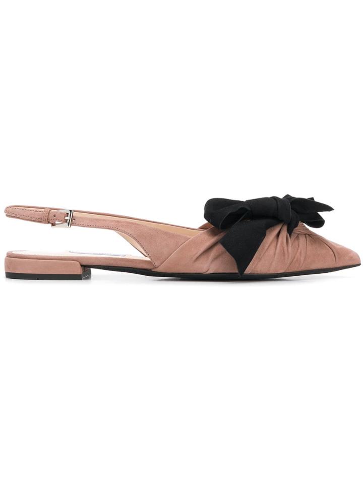Prada Bow Detail Sling Back Sandals - Neutrals