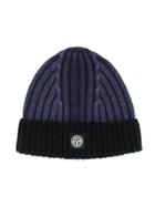 Stone Island Junior Teen Ribbed Beanie Hat - Blue