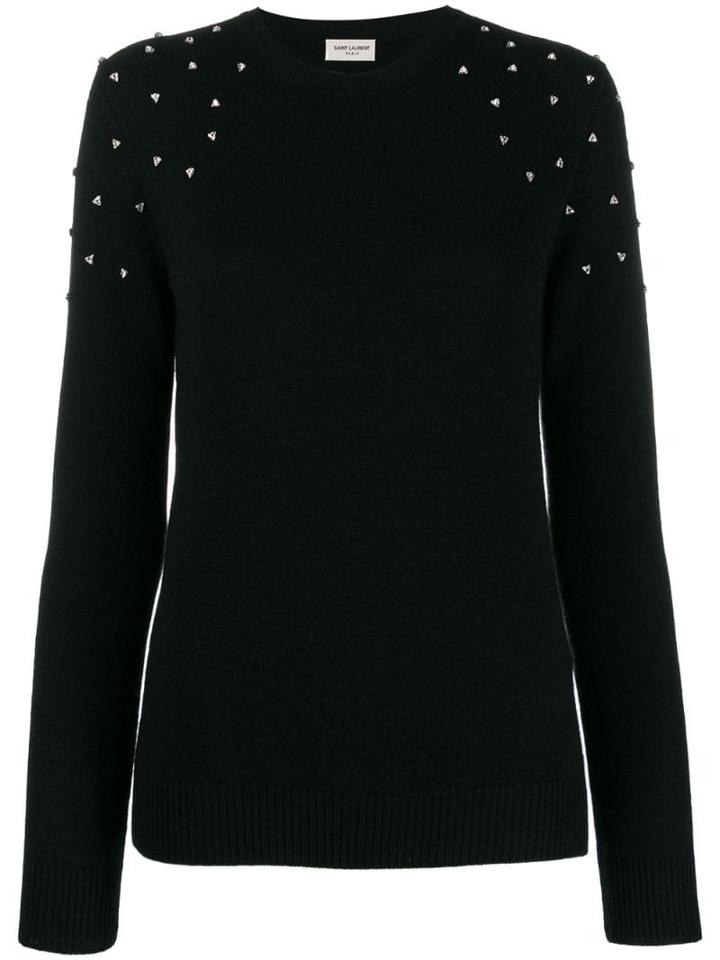 Saint Laurent Cashmere Crystal-embellished Sweater - Black