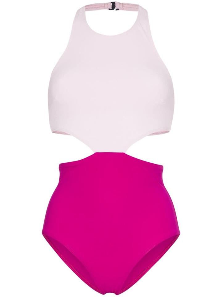 Flagpole Lynn Colourblock Cut-out Halterneck Swimsuit - Purple