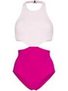 Flagpole Lynn Colourblock Cut-out Halterneck Swimsuit - Purple