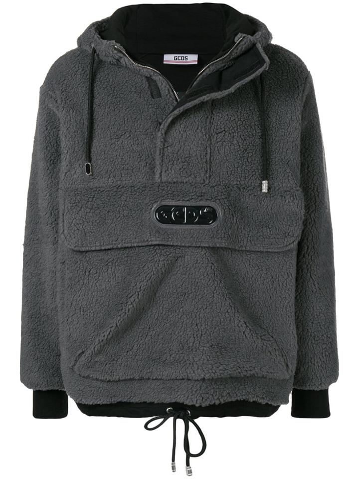 Gcds Fleece Hooded Sweatshirt - Grey