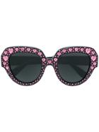 Gucci Eyewear Crystal Heart Embellished Oversized Sunglasses - Black