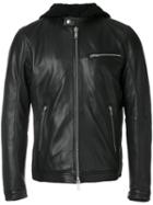 Dondup - Hooded Leather Jacket - Men - Leather/polyamide/polyester/wool - 46, Black, Leather/polyamide/polyester/wool