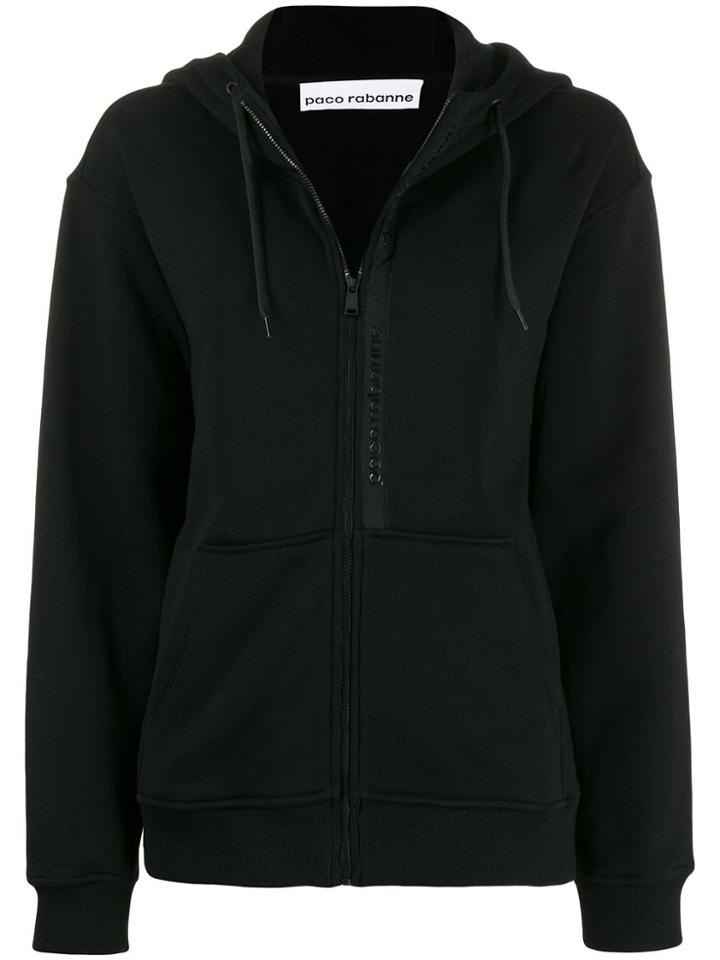 Paco Rabanne Zipped Drawstring Hoodie - Black