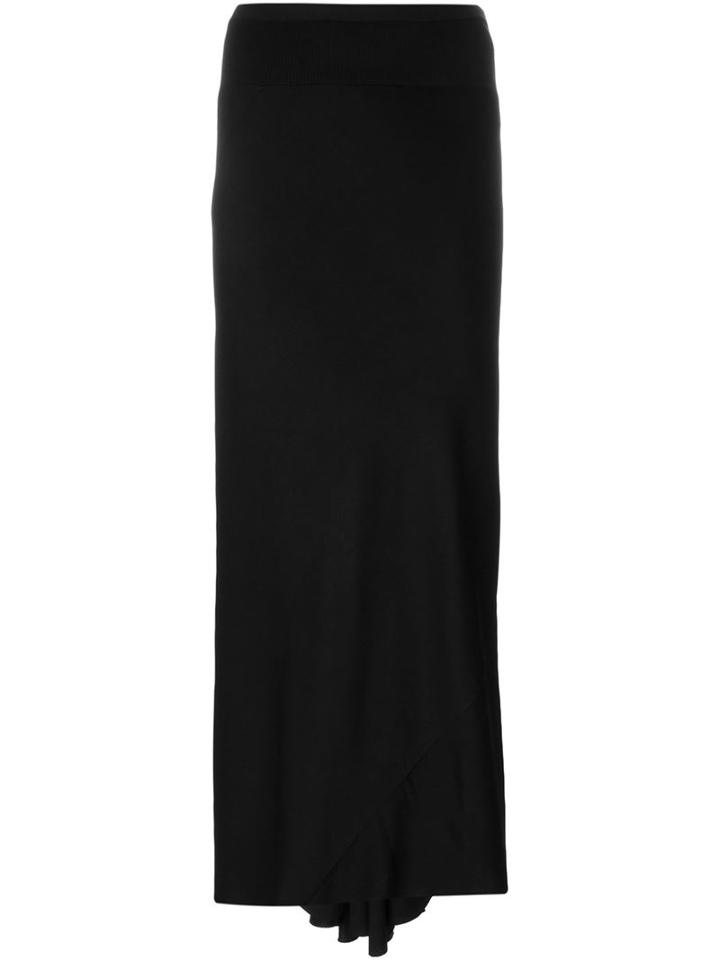 Rick Owens Pleated Back Maxi Skirt, Women's, Size: 40, Black, Cotton/polyamide/viscose/spandex/elastane