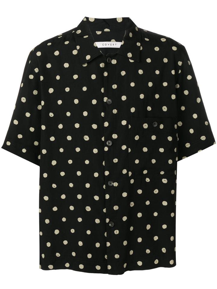 Covert Polka Dot Print Half Sleeve Shirt - Black
