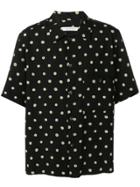 Covert Polka Dot Print Half Sleeve Shirt - Black