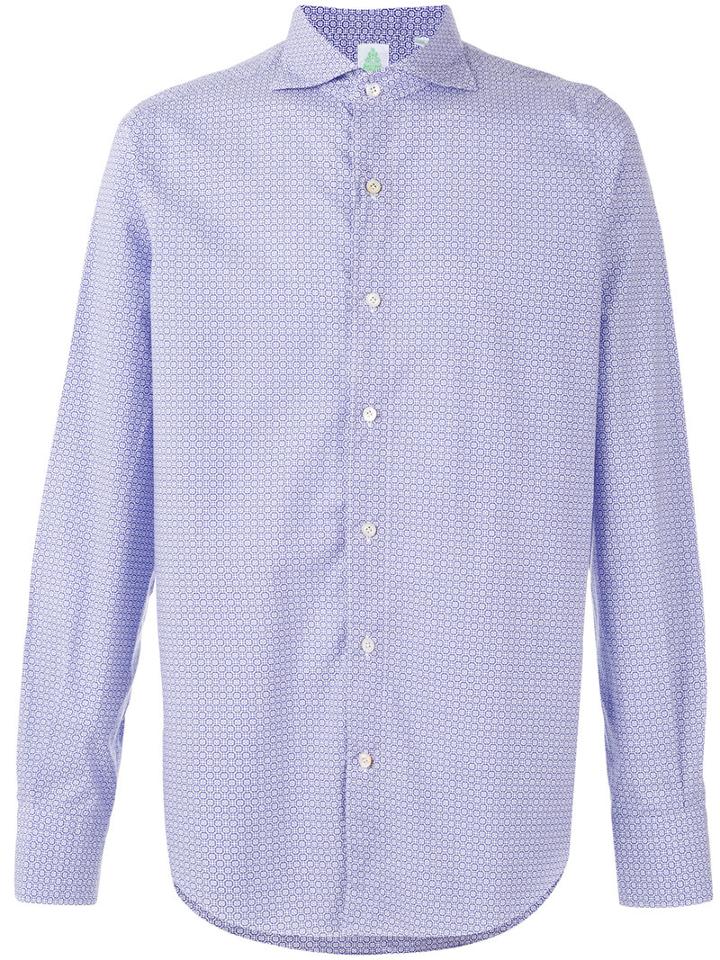Geometric 'napolo Tokyo' Shirt - Men - Cotton - S, Blue, Cotton, Finamore 1925 Napoli
