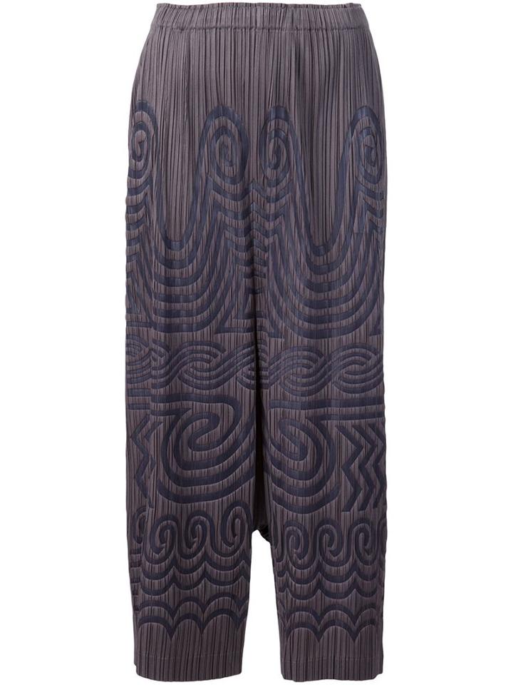 Pleats Please By Issey Miyake Tribal Print Pleated Trousers