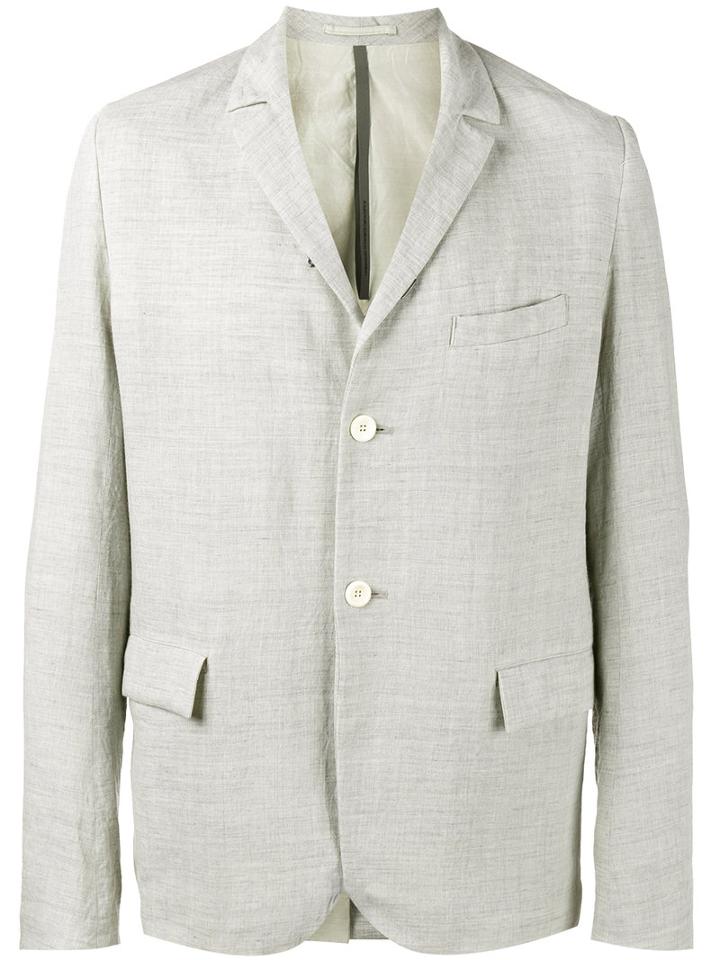 Kazuyuki Kumagai - Creased Single Breasted Jacket - Men - Cotton/linen/flax/cupro/wool - 3, Grey, Cotton/linen/flax/cupro/wool