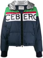 Iceberg Logo Print Padded Jacket - Blue