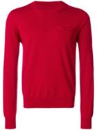Maison Margiela Crew Neck Pocket Sweater - Red