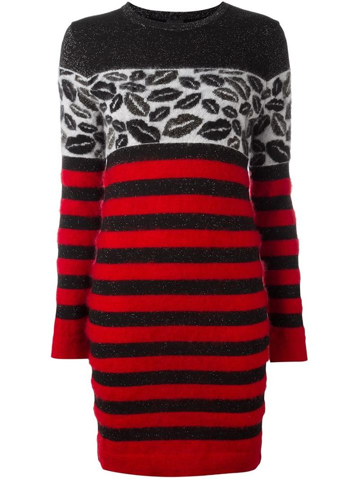 Just Cavalli Striped Fitted Dress, Women's, Size: Xs, Black, Polyamide/polyester/viscose/wool
