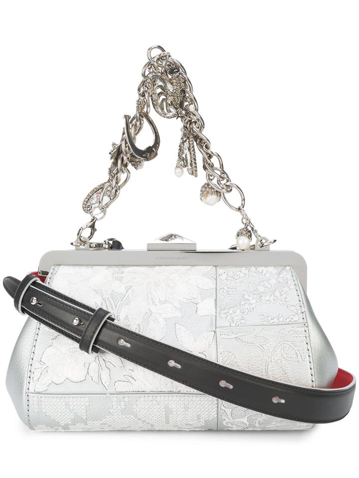 Alexander Mcqueen Floral Clutch - Metallic