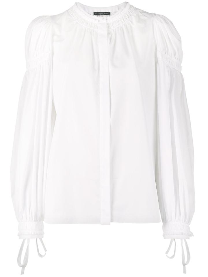Alexander Mcqueen Gathered Long Sleeve Blouse - White