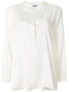 Alexander Mcqueen Gathered Long Sleeve Blouse - White