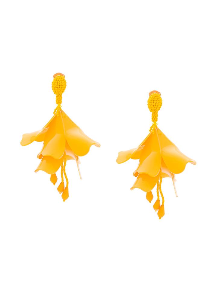 Oscar De La Renta Impatiens Earrings - Yellow & Orange
