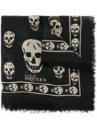Alexander Mcqueen Skull Print Scarf, Men's, Black, Modal/silk