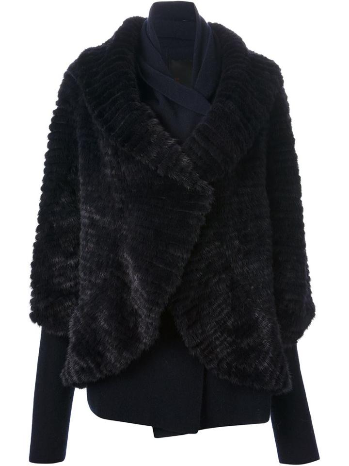 Liska Cashmere Fur Wrap Coat, Women's, Size: Medium, Blue, Mink Fur/cashmere