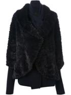 Liska Cashmere Fur Wrap Coat, Women's, Size: Medium, Blue, Mink Fur/cashmere