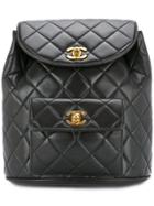 Chanel Vintage Quilted Chained Backpack - Black