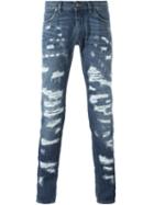 Dolce & Gabbana Ripped Jeans, Men's, Size: 48, Blue, Cotton/lyocell