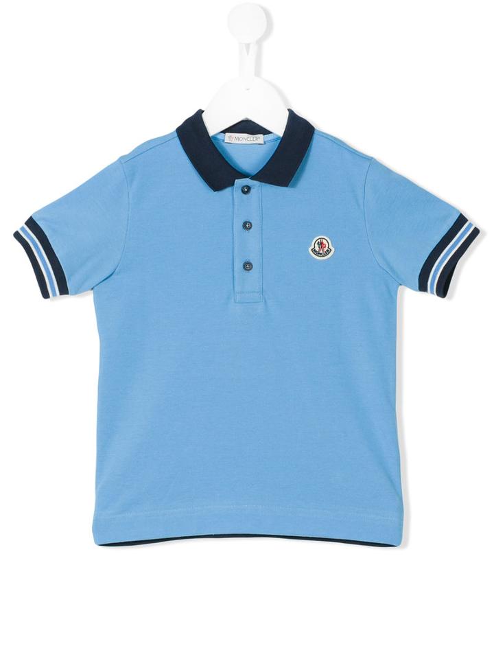 Moncler Kids - Contrast Collar Polo Shirt - Kids - Cotton - 8 Yrs, Boy's, Blue