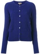 N.peal Cropped Cable Cardigan, Women's, Size: Small, Blue, Cashmere