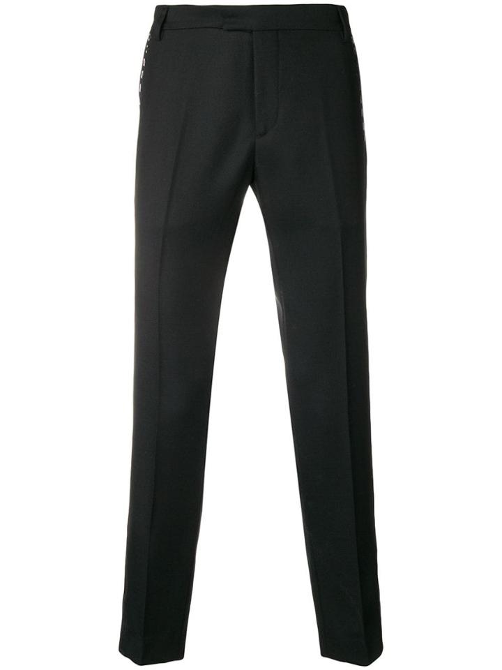 Les Hommes Cropped Eyelet-detail Classic Pants - Black