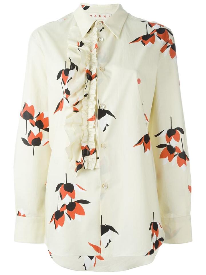 Marni Floral Ruffle Trim Shirt