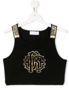 Roberto Cavalli Junior Teen Logo Print Crop Top - Black