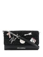 Karl Lagerfeld Klassis Pins Wallet On Chain - Black
