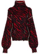 Unravel Project Zebra-stripe Distressed Sweater - Black