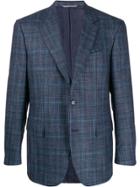 Canali Check-print Fitted Blazer - Blue
